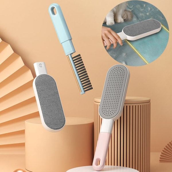 4 In 1 Static Hair Remover Brush Multi-functional Lint Clothes Hairball Remover Clean Pet Hair Tool (Blue) - Image 2