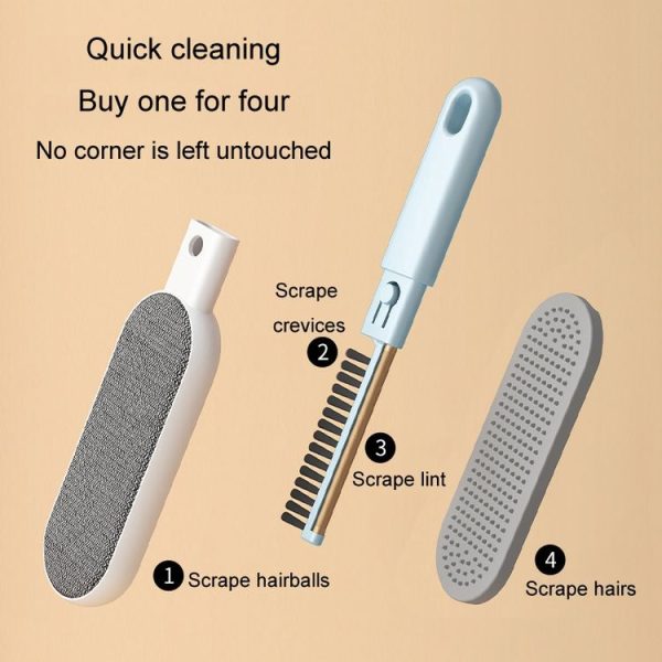 4 In 1 Static Hair Remover Brush Multi-functional Lint Clothes Hairball Remover Clean Pet Hair Tool (Blue) - Image 5