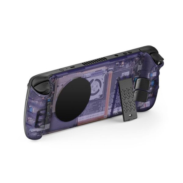 Steam Deck DEVASO Transparent Thermal Back Case With Bracket Gaming Console Protective Case (Purple)