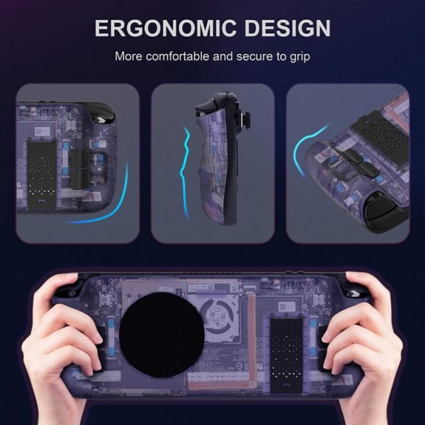 Steam Deck DEVASO Transparent Thermal Back Case With Bracket Gaming Console Protective Case (Purple) - Image 7