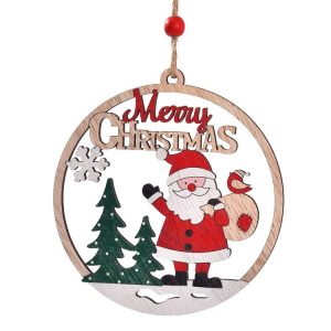 Christmas Day Decoration Hollow Wooden Pendant, Style: Gift Santa Claus