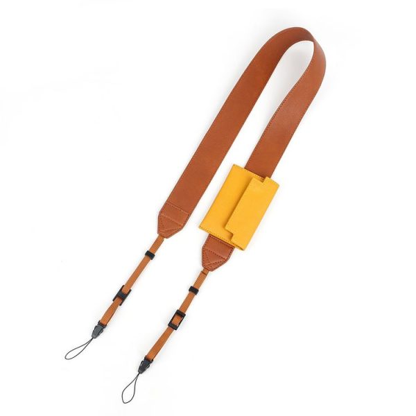 Universal PU Leather Shoulder Strap For SLR Cameras With Card Holder (Brown)