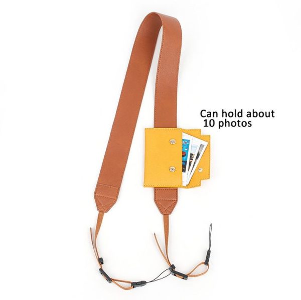 Universal PU Leather Shoulder Strap For SLR Cameras With Card Holder (Brown) - Image 4