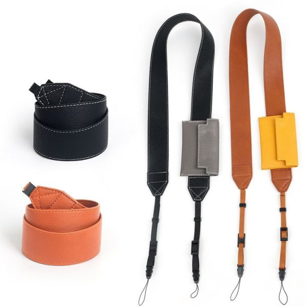 Universal PU Leather Shoulder Strap For SLR Cameras With Card Holder (Brown) - Image 5