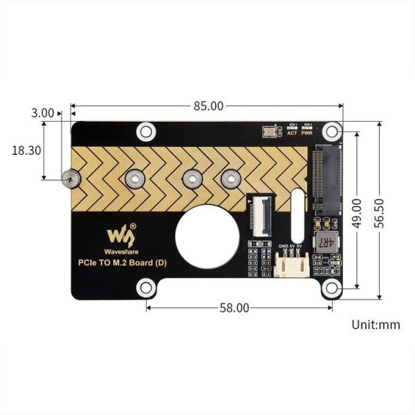 Waveshare For Raspberry Pi 5 PCIe To M.2 Adapter Board Support NVMe Protocol (27709) - Image 2