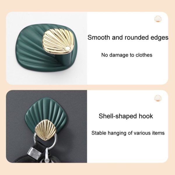 4pcs / Set Household No-Punch Seashell Hooks Bathroom Kitchen Sticky Hooks (Orange) - Image 4