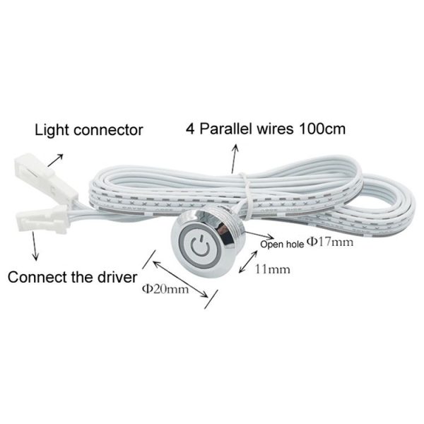 Closet And Cabinet Dimmable Tactile Split Control Sensor Switch Controller (Silver) - Image 2