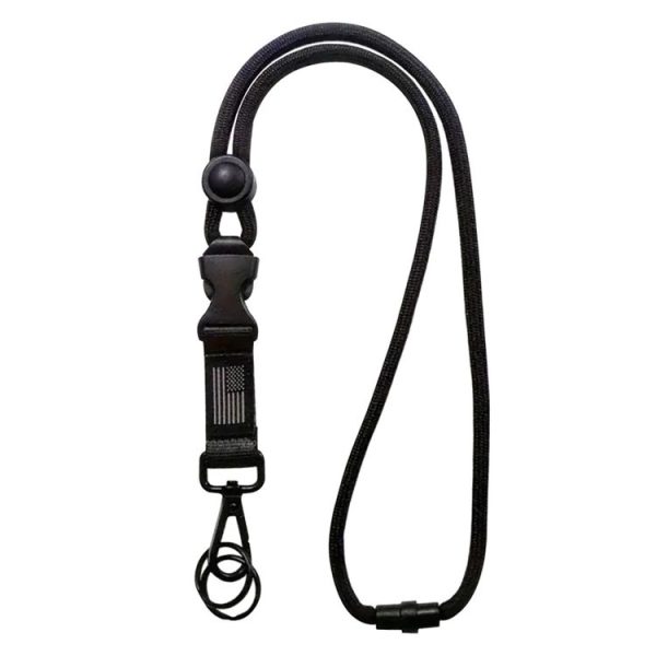 Heavy Duty Badge ID Lanyard Buckle Student Teacher Doctor Hook (Black White National Flag)
