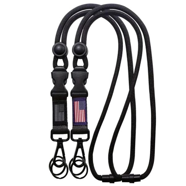 Heavy Duty Badge ID Lanyard Buckle Student Teacher Doctor Hook (Black White National Flag) - Image 2