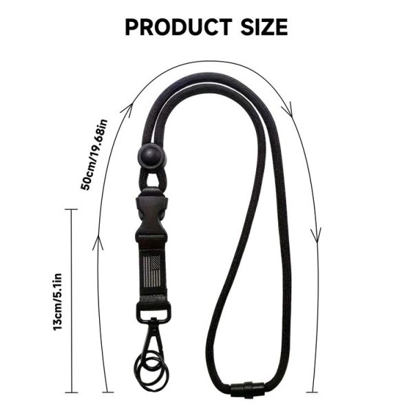 Heavy Duty Badge ID Lanyard Buckle Student Teacher Doctor Hook (Black White National Flag) - Image 3