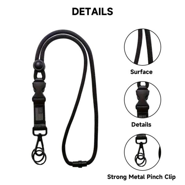 Heavy Duty Badge ID Lanyard Buckle Student Teacher Doctor Hook (Black White National Flag) - Image 4
