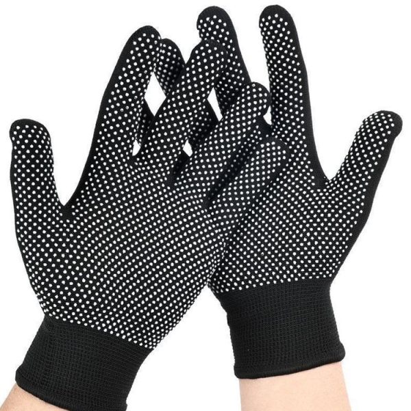 5pairs Outdoor Breathable Non-slip Particle Silicone Hiking Riding Nylon Gloves Thin Mittens (Grey) - Image 2