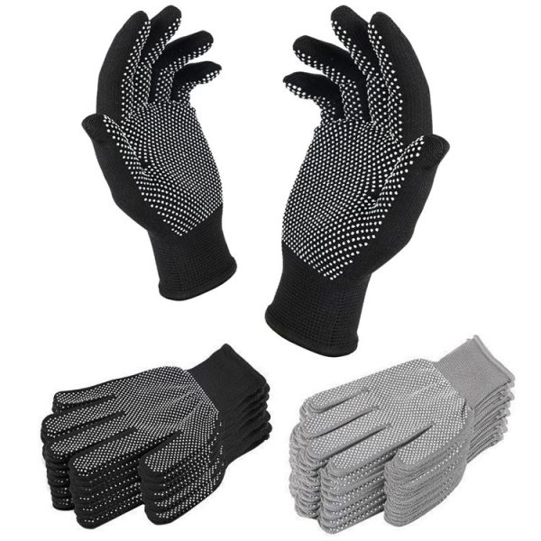 5pairs Outdoor Breathable Non-slip Particle Silicone Hiking Riding Nylon Gloves Thin Mittens (Grey) - Image 3