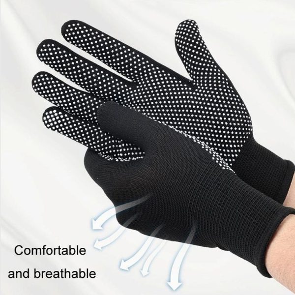 5pairs Outdoor Breathable Non-slip Particle Silicone Hiking Riding Nylon Gloves Thin Mittens (Grey) - Image 8