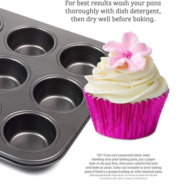 100pcs / Box Muffin Cake Paper Cups Baking Paper Tray Thickened Aluminum Foil Oil-proof Cupcake Liner (Gold) - Image 5