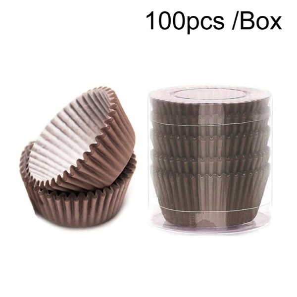 100pcs / Box Baking Utensils Cake Paper Cups Muffins Paper Cupcake Wrappers Oil-proof Chocolate Cake Tray (Coffee)