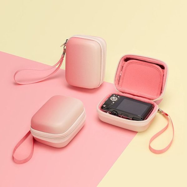 Cwatcun H45 Mini Storage Bag Small Microslice Digital Camera Bag PU Waterproof Hard Shell Bag (Pink) - Image 2