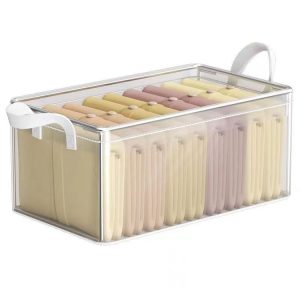 Transparent Steel Frame Clothes Storage Bag with Handle Foldable Wardrobe Organizer