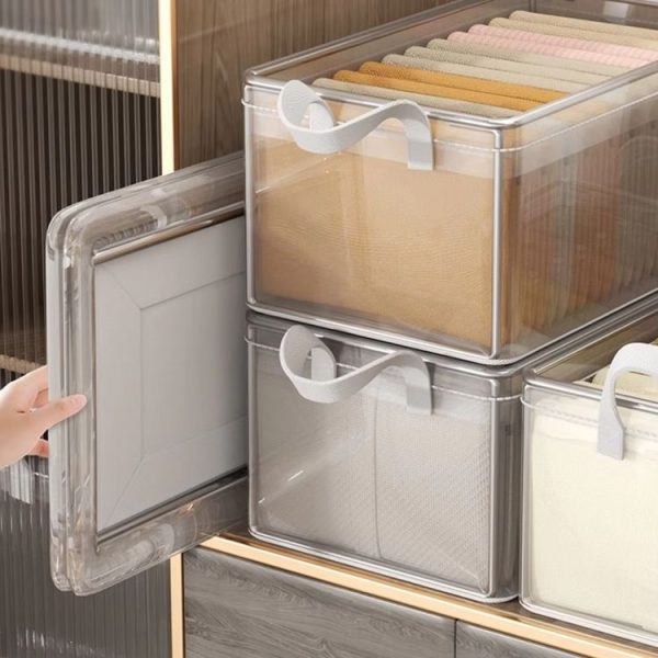 Transparent Steel Frame Clothes Storage Bag with Handle Foldable Wardrobe Organizer - Image 4