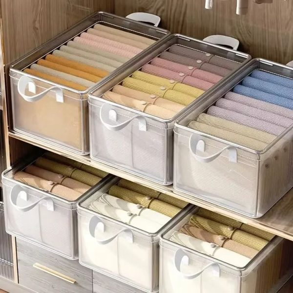 Transparent Steel Frame Clothes Storage Bag with Handle Foldable Wardrobe Organizer - Image 7