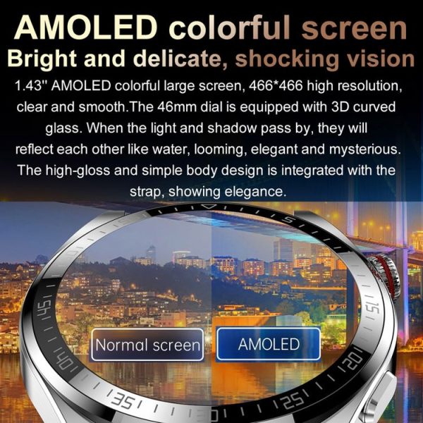 1.43 inch AMOLED Screen Smartwatch Heart Rate Blood Pressure Monitoring Bluetooth Talking Sports Watch, Color: Black Silicone Strap - Image 17