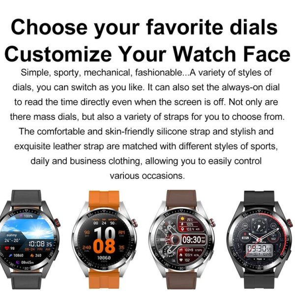 1.43 inch AMOLED Screen Smartwatch Heart Rate Blood Pressure Monitoring Bluetooth Talking Sports Watch, Color: Black Silicone Strap - Image 2