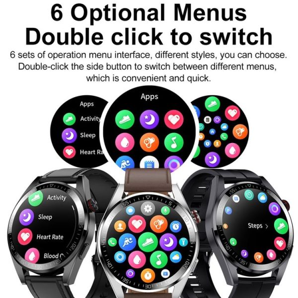 1.43 inch AMOLED Screen Smartwatch Heart Rate Blood Pressure Monitoring Bluetooth Talking Sports Watch, Color: Black Silicone Strap - Image 3