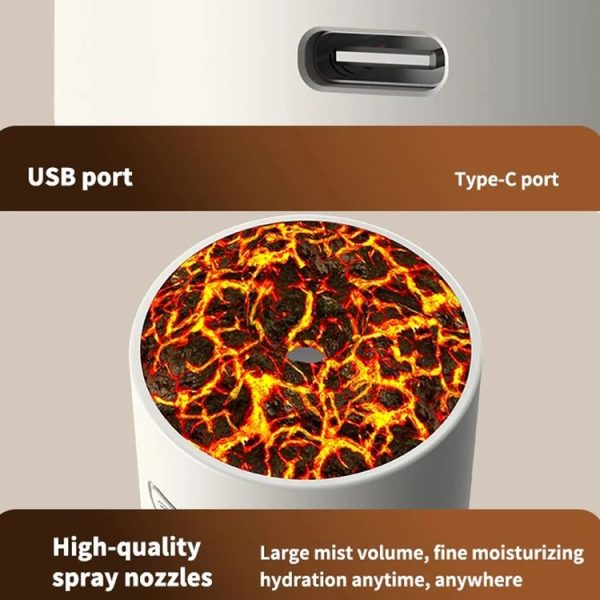 280ml Volcano Cup Rotating Air Humidifier Mini Colorful Ambient Light Car Aroma Diffuser (White) - Image 13