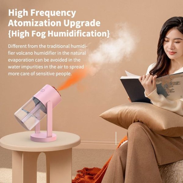 280ml Volcano Cup Rotating Air Humidifier Mini Colorful Ambient Light Car Aroma Diffuser (White) - Image 7