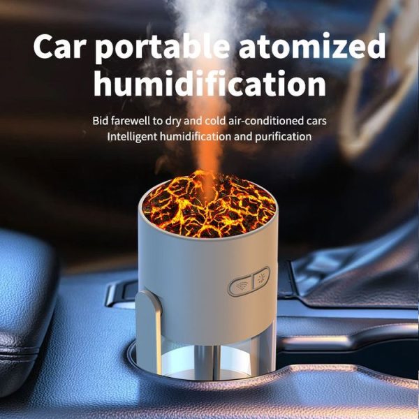 280ml Volcano Cup Rotating Air Humidifier Mini Colorful Ambient Light Car Aroma Diffuser (White) - Image 8