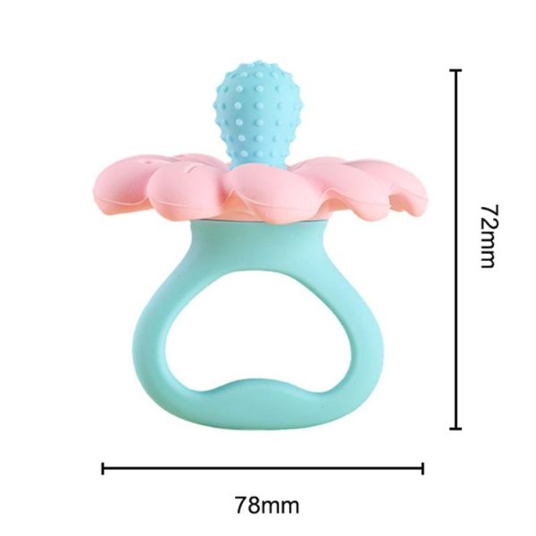 Flower Shaped Silicone Infant Teether Baby Soothing And Strengthening Boilable Teether (Orange And Yellow) - Image 3
