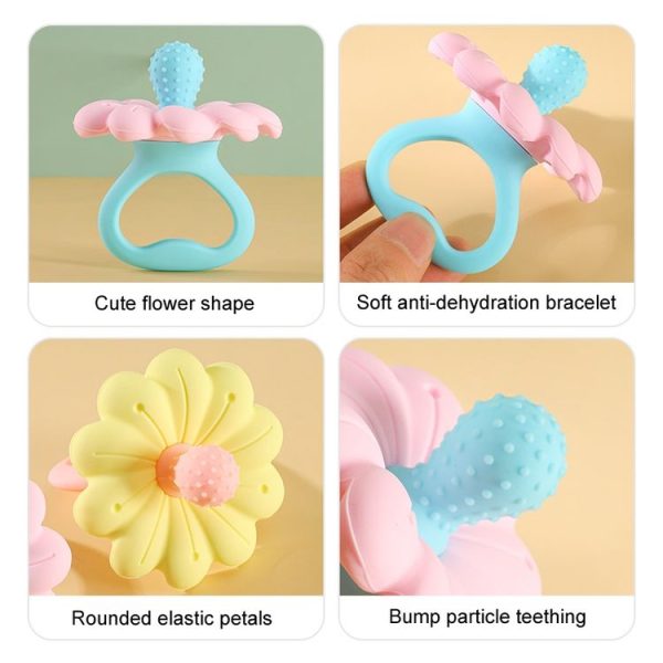 Flower Shaped Silicone Infant Teether Baby Soothing And Strengthening Boilable Teether (Orange And Yellow) - Image 4