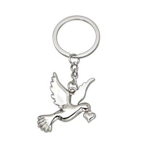 Metal Peace Dove Keychain Decorative Pendant, Model: X-1498