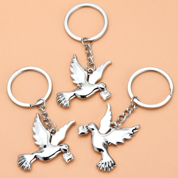 Metal Peace Dove Keychain Decorative Pendant, Model: X-1498 - Image 3
