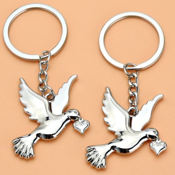 Metal Peace Dove Keychain Decorative Pendant, Model: X-1498 - Image 4