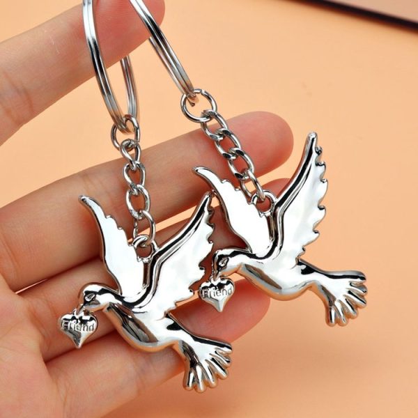 Metal Peace Dove Keychain Decorative Pendant, Model: X-1498 - Image 5