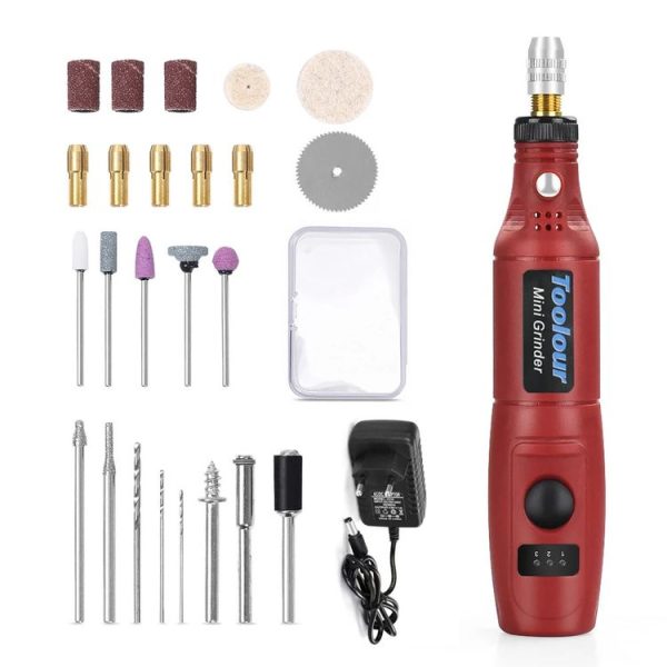 Mini Electric Grinder Micro Grinding Pen DIY Small Carving Tools (EU Plug Red)