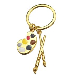 Mini Metal Drawing Board Keychain Bookbag Decorative Pendant, Color: Gold
