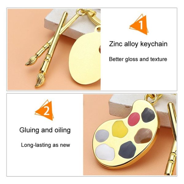Mini Metal Drawing Board Keychain Bookbag Decorative Pendant, Color: Gold - Image 4