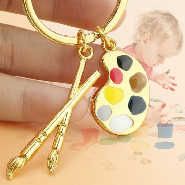 Mini Metal Drawing Board Keychain Bookbag Decorative Pendant, Color: Gold - Image 5