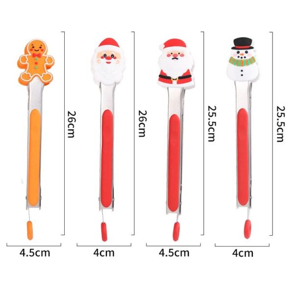 Stainless Steel 9 Inch Food Clip Christmas Multifunctional Non-Slip Barbecue Clamps (Style 1) - Image 3