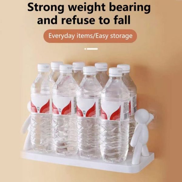 2pcs Small Person Shape Simple Wall Mounted Suction Cup Shelf Bathroom Cosmetic Storage (White) - Image 6