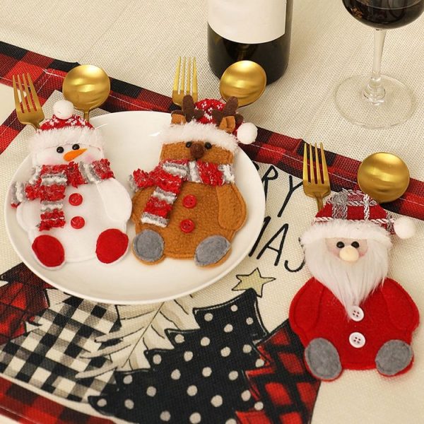 Christmas Table Decorations Home Cartoon Knife and Fork Cover (Old Man) - Image 7