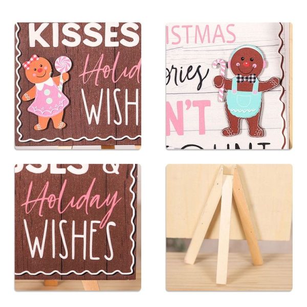Wooden Cookie Man Store Welcome Ornaments Christmas Wooden Sign Decoration (Brown) - Image 3