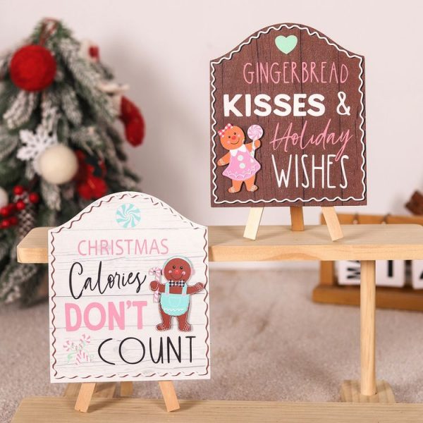 Wooden Cookie Man Store Welcome Ornaments Christmas Wooden Sign Decoration (Brown) - Image 6