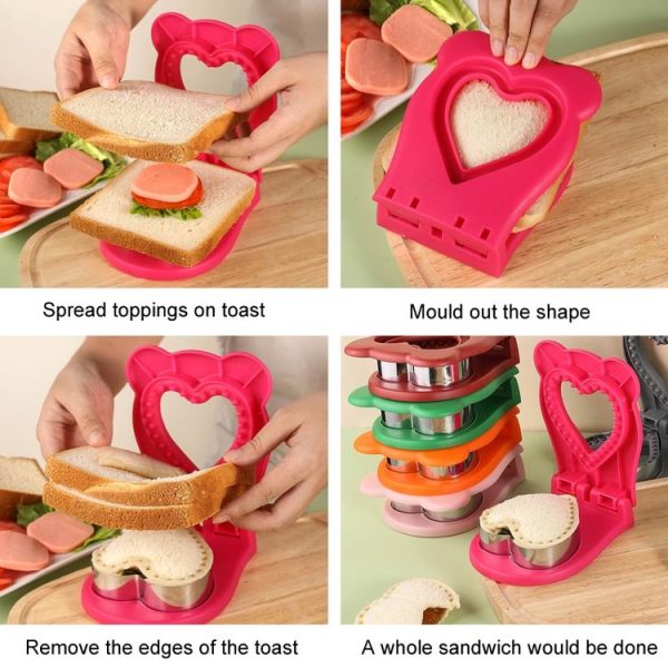 Love Sandwich Sealing Mould Household DIY Baking Tools (Rose Red) - Image 7