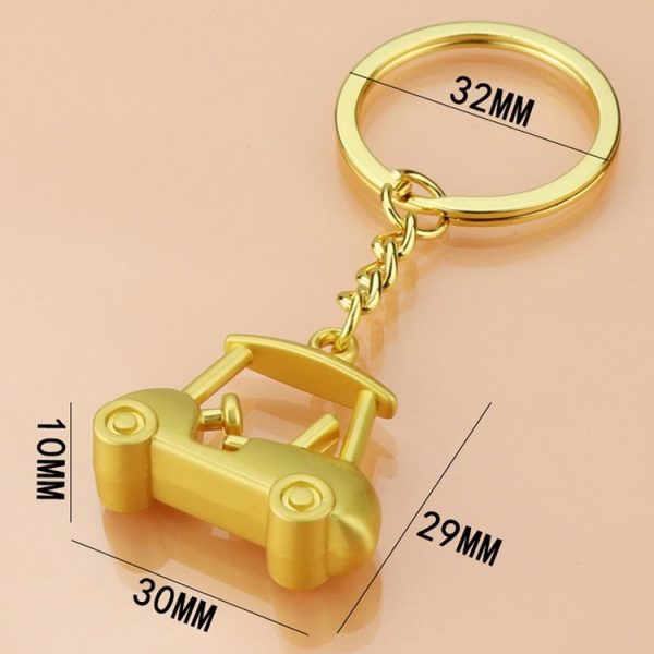 Three- Dimensional Simulation Golf Ball Car Keychain Decorative Pendant, Color: Gold - Image 3