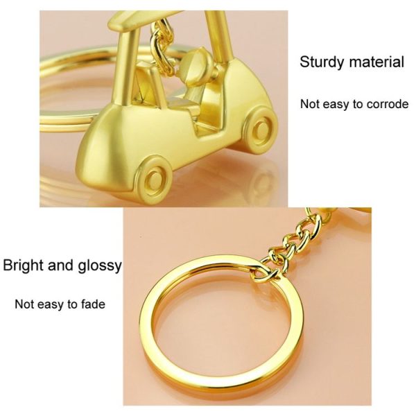 Three- Dimensional Simulation Golf Ball Car Keychain Decorative Pendant, Color: Gold - Image 4