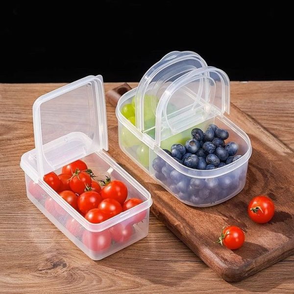 2pcs / Set Round 600ml+Square 500ml Fruit Vegetable Small Dispenser Refrigerator Fresh Storage Boxes
