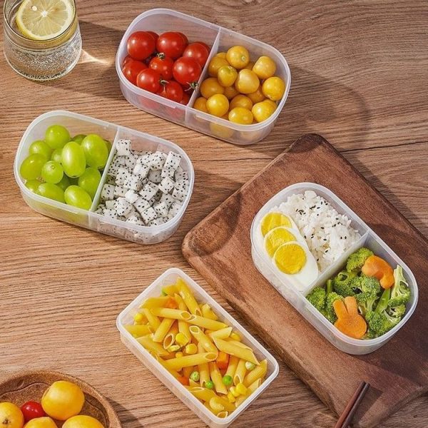 2pcs / Set Round 600ml+Square 500ml Fruit Vegetable Small Dispenser Refrigerator Fresh Storage Boxes - Image 2